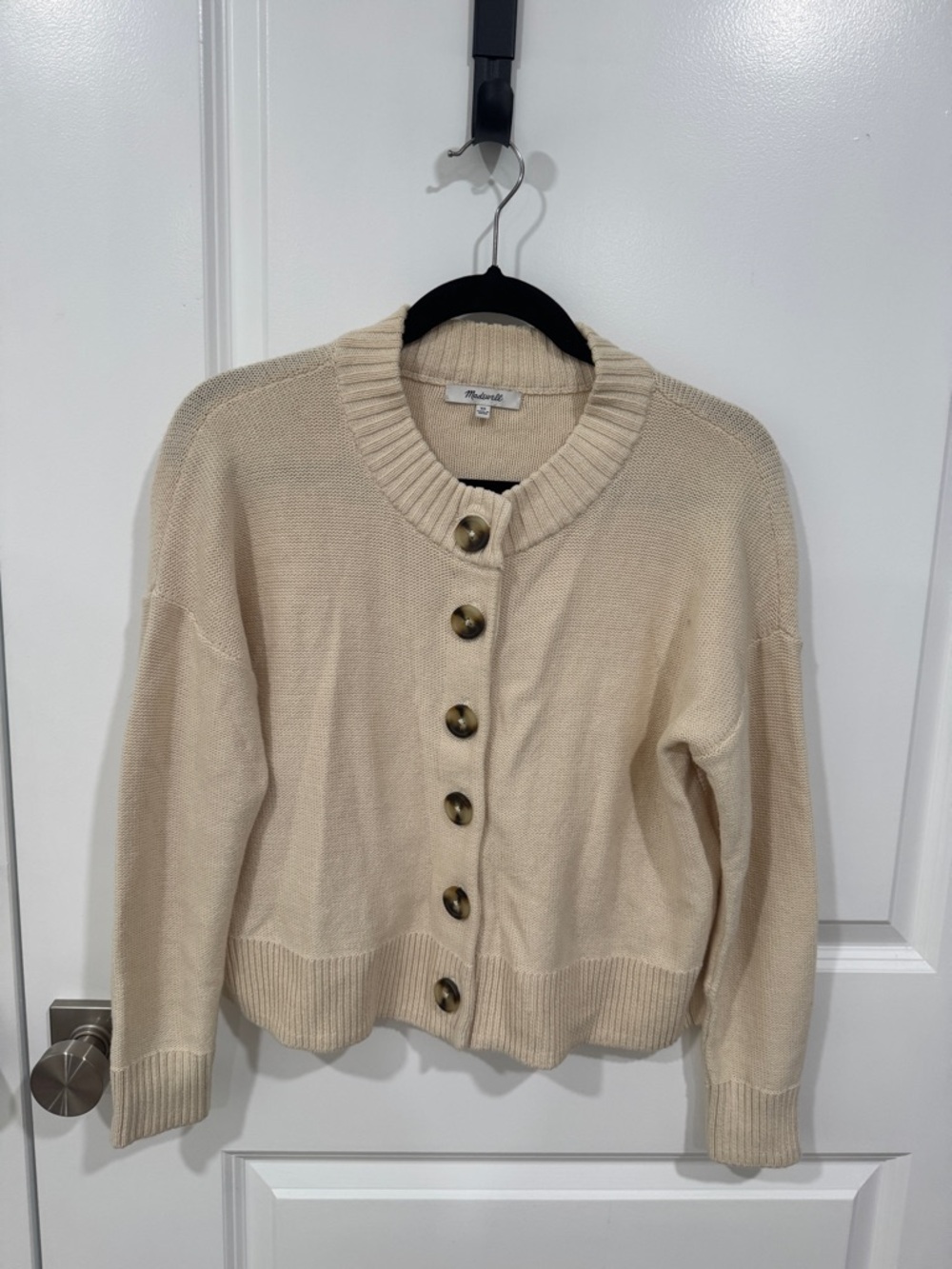 Madewell Cream Button-Front Knit Cardigan